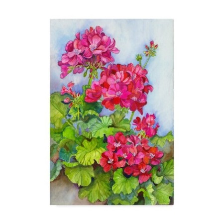 Joanne Porter 'Bold Blue Sky Bright Geraniums' Canvas Art,30x47